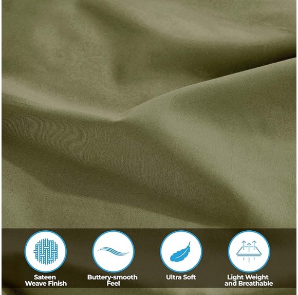 Egyptian Cotton Sheet Set Premium 400 Thread Count 100% Egyptian Cotton Solid Sheets Set Soft Sateen Weave Hotel Style 18" Deep Pocket Fitted Flat and Pillow Cases - California King, Sage