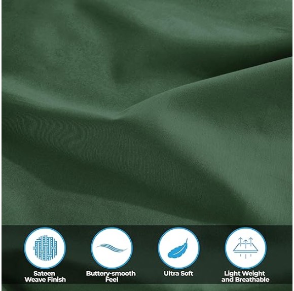 Egyptian Cotton Sheet Set Premium 400 Thread Count 100% Egyptian Cotton Solid Sheets Set Soft Sateen Weave Hotel Style 18" Deep Pocket Fitted Flat and Pillow Cases - King, Hunter Green