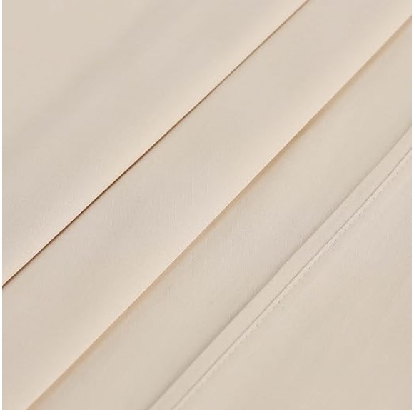 Egyptian Cotton Sheet Set Premium 400 Thread Count 100% Egyptian Cotton Solid Sheets Set Soft Sateen Weave Hotel Style 18" Deep Pocket Fitted Flat and Pillow Cases - Olympic Queen, Ivory