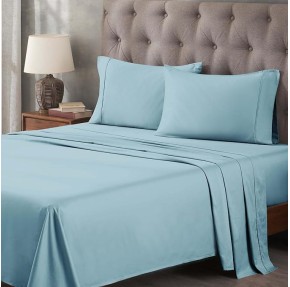 Egyptian Cotton Sheet Set Premium 400 Thread Count 100% Egyptian Cotton Solid Sheets Soft Sateen Weave Hotel Style 18" Deep Pocket Fitted Flat and Pillow Cases - California King, Light Blue