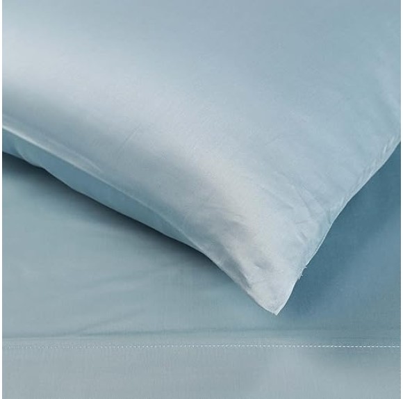 Egyptian Cotton Sheet Set Premium 400 Thread Count 100% Egyptian Cotton Solid Sheets Soft Sateen Weave Hotel Style 18" Deep Pocket Fitted Flat and Pillow Cases - California King, Light Blue