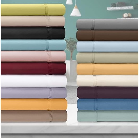 Egyptian Cotton Sheet Set Premium 650 Thread Count 100% Egyptian Cotton Solid Sheets Set Soft Sateen Weave Hotel Style 18" Deep Pocket Fitted Flat and Pillow Cases - California King, Ivory