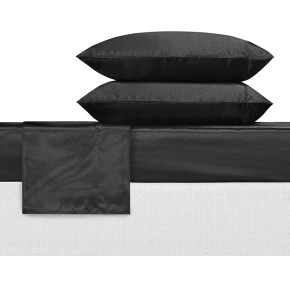 King Sheets, Luxurious Satin Bedding Set, Smooth & Silky Home Decor (Black, King)