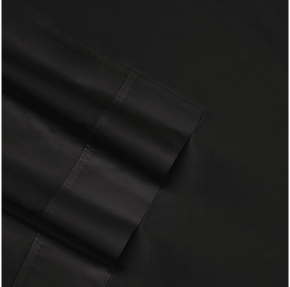 King Sheets, Luxurious Satin Bedding Set, Smooth & Silky Home Decor (Black, King)