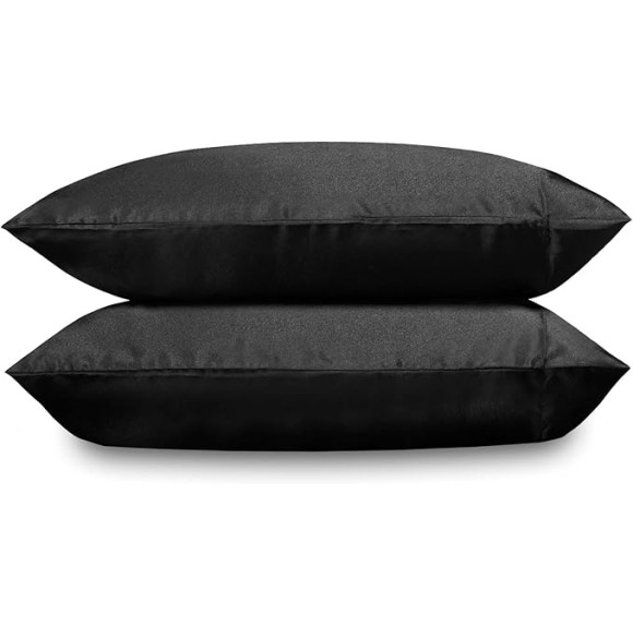 King Sheets, Luxurious Satin Bedding Set, Smooth & Silky Home Decor (Black, King)