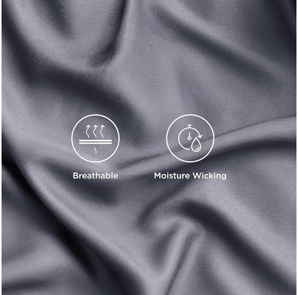 Queen Sheet Set, Cooling Sheets for Queen Size Bed Set, Rayon Derived from Bamboo, Breathable & Soft Deep Pocket Up to 16", Hotel Luxury Silky Bedding Sheets & Pillowcases, Dark Grey