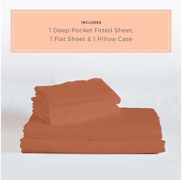 Pumpkin Spice Sheet Set - 1500tc Level of Softness - Extra Soft Cooling Sheets for Hot Sleepers and Night Sweats - XL Twin Size
