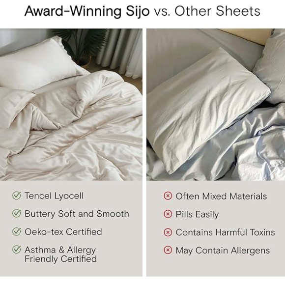 AiryWeight Tencel Sheet Set, 100% Lyocell Derived from Eucalyptus, Buttery Soft, Architectural Digest 2022 Best Cooling Sheets Winner - 3pc - 2 Pillowcases 1 Fitted (Forest, Queen)