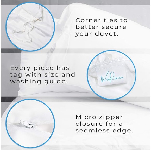 Luxurious Viscose Derived from Bamboo King Duvet Cover Set - Corner Ties - Zipper Enclosure - Wonderfully Soft - Matte White - 3pc Cover + 2 Pillowcases