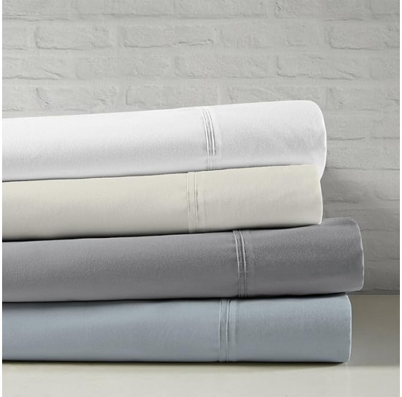 600 Thread Count Cotton Rich Queen Size Sheets Set Light Blue, Easy Care Ultra Soft & Silky Sateen Weave Deep Pocket Sheet Set (1 Flat, 1 Fitted Sheet & 2 Pillowcases), Fall Bedding Set