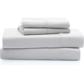 01331 Alahna King Bed Sheets and Pillowcases 4-Piece Set Sleep in Luxury Machine Washable Deep Pockets Wrinkle-Resistant Silky Cooling Technology for All-Season Comfort, King, Stone