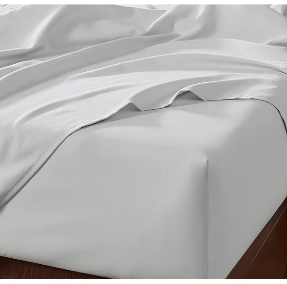 01331 Alahna King Bed Sheets and Pillowcases 4-Piece Set Sleep in Luxury Machine Washable Deep Pockets Wrinkle-Resistant Silky Cooling Technology for All-Season Comfort, King, Stone