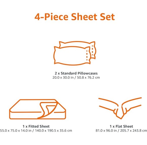 Soft Microfiber 4-Piece Bed Sheet Set with Elastic Side Pockets, Full, Black Grid, Geometric
