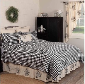 Vintage Check Black King Size Duvet Cover, 92" L x 108" W, Checked Gingham Comforter Cover, Modern Farmhouse Bedding