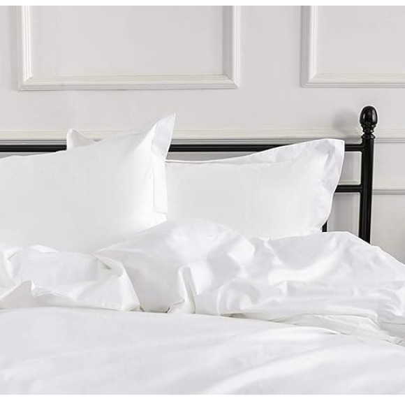 Solid Color Duvet Cover 120x98-inch Luxury Bedding Set 400 Thread Count Egyptian Cotton Long Staple Sateen Weave Breathable Silky Soft Pima Premium Quality Bed Linen (Super King, White)