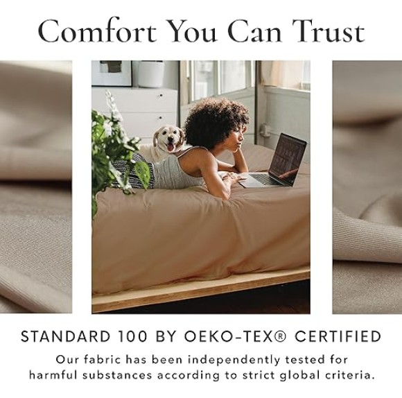 6 Piece King Size Sheets Set - 100% Viscose Made from Bamboo Sheets King Size - Soft Cooling Sheets for Hot Sleepers - Breathable King Sheets Deep Pocket Fits Up to 16" Mattress - Sand