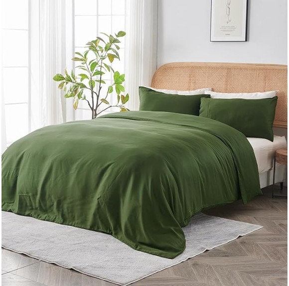 SIJO AiryWeight Duvet Cover, 100% Lyocell Derived from Eucalyptus, Buttery Soft, Best Cooling Sheets by Architectural Digest (Forest, Twin/Twin XL 70"x90")