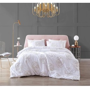 Twin Duvet Cover Set, Reversible Cotton Bedding with Matching Sham, All Season Home Decor (Rambling Rose White, Twin)