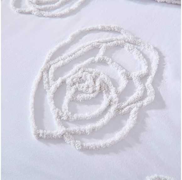 Twin Duvet Cover Set, Reversible Cotton Bedding with Matching Sham, All Season Home Decor (Rambling Rose White, Twin)