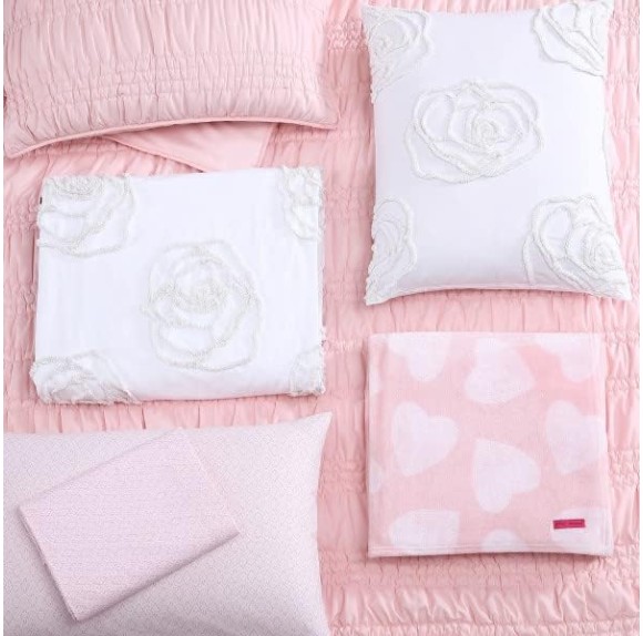 Twin Duvet Cover Set, Reversible Cotton Bedding with Matching Sham, All Season Home Decor (Rambling Rose White, Twin)