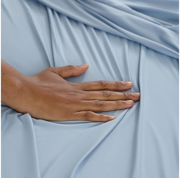 Active Comfort Sheet Set, Comfortable Cooling Sheets with 1 Flat Sheet, 1 Fitted Sheet, and 2 Standard Pillowcases, Queen, Blue Sky