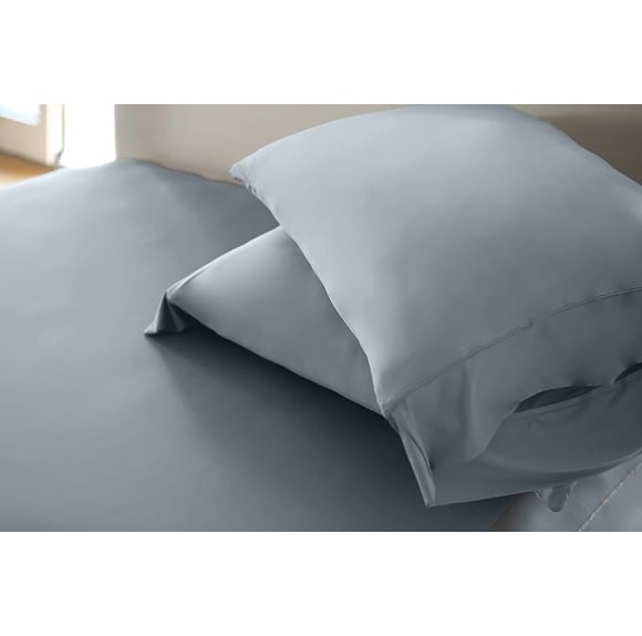 Active Comfort Sheet Set, Comfortable Cooling Sheets with 1 Flat Sheet, 1 Fitted Sheet, and 2 Standard Pillowcases, Queen, Blue Sky