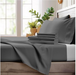 4 Piece King Size Sheets Set - 100% Viscose Made From Bamboo Sheets King Size - Soft Cooling Sheets For Hot Sleepers - Breathable King Sheets Deep Pocket Fits Up to 16" Mattress - Dark Grey