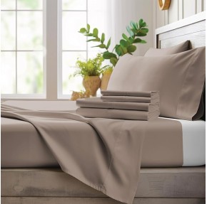 4 Piece Queen Sheet Set - 100% Viscose Made from Bamboo Sheets Queen Size Bed Set - Ultra Soft Cooling Sheets for Hot Sleepers - Breathable Queen Sheets Fits Up to 16'' Deep Pocket - Sand