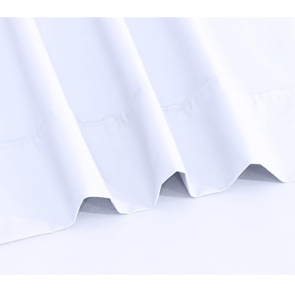 100% Cotton Sheets - Crispy Cooling Percale Sheets for Queen Size Bed, Breathable & Durable Queen Sheet Set, 16 Inches Deep Pocket Bed Sheets, Briliant White, 4 Pieces