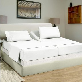 Split Queen Size Sheet Set - 7 Piece Set - Split Queen Sheets Sets for Adjustable Bed- 100% Egyptian Cotton- Hotel Luxury Bed Sheets - Extra Deep Pockets Sheets- White Bed Sheets - Split Queen Sheets