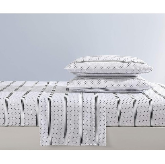 Twin Sheets, Soft & Lightweight Bedding, Fade & Wrinkle Resistant (Dots & Stripes, Twin)