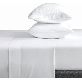 Hotel Luxury Queen Bed Sheets Set - 1800 Series 4-Piece Embroidered Microfiber Sheets, Double Brushed, 16" Deep Pocket, Soft and Wrinkle-Resistant, White
