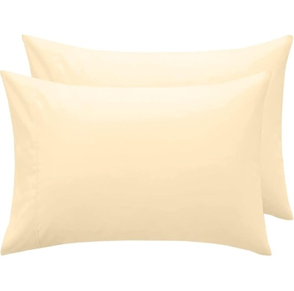 100% Egyptian Cotton Pillowcases Set of 2 Standard Queen/Full Pillowcover Luxury 1000 Thread Count Italian Finish Soft Breathable Hotel Quality Pillow Cases for Home Decor (Ivory) 20" x 30"