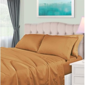Egyptian Cotton, 650 Thread Count Solid, Deep Pocket Sheet Set, California King, Maple Sugar, 4-Piece Set