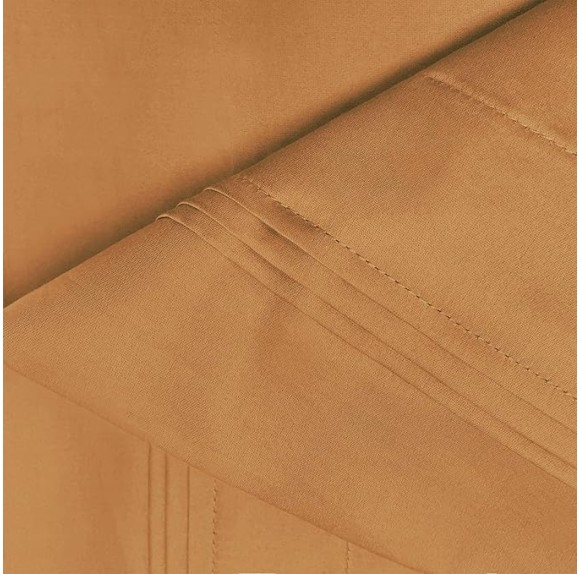 Egyptian Cotton, 650 Thread Count Solid, Deep Pocket Sheet Set, California King, Maple Sugar, 4-Piece Set