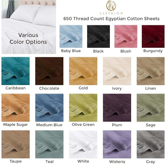 Egyptian Cotton, 650 Thread Count Solid, Deep Pocket Sheet Set, California King, Maple Sugar, 4-Piece Set