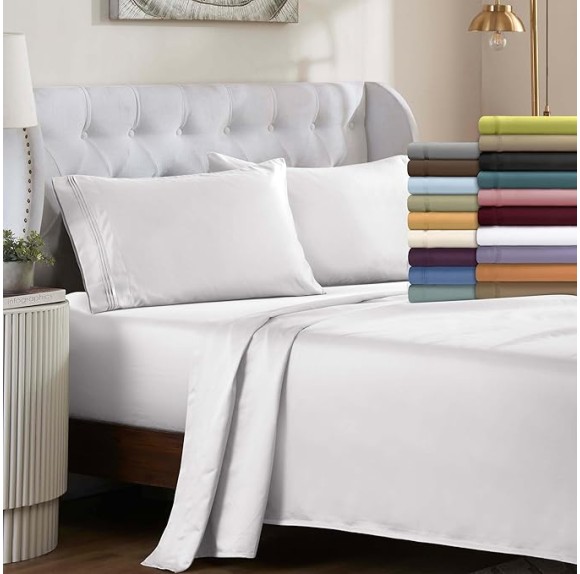 Egyptian Cotton, 650 Thread Count Solid, Deep Pocket Sheet Set, California King, Maple Sugar, 4-Piece Set