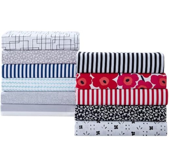 Queen Sheets, Cotton Percale Bedding Set, Crisp & Cool Home Decor (Pikkun Rasymatto, Queen)