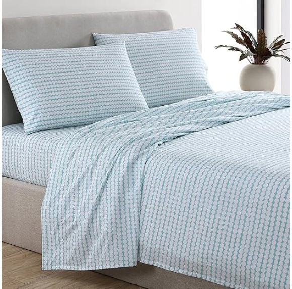 Queen Sheets, Cotton Percale Bedding Set, Crisp & Cool Home Decor (Pikkun Rasymatto, Queen)