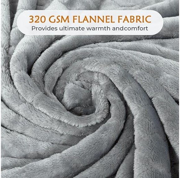 Fleece Blanket Super Soft Cozy Throw Blanket 50" x 60", Lightweight Fuzzy Comfy Textured Flannel Blanket Warm Plush Throw Blankets for Couch, Sofa, Bed, Light Grey