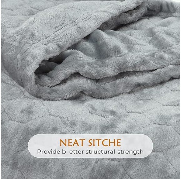 Fleece Blanket Super Soft Cozy Throw Blanket 50" x 60", Lightweight Fuzzy Comfy Textured Flannel Blanket Warm Plush Throw Blankets for Couch, Sofa, Bed, Light Grey