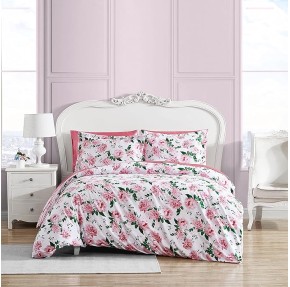 Twin Duvet Cover Set, Reversible Bedding with Matching Sham, All Season Home Decor (Blooming Roses Pink, Twin)