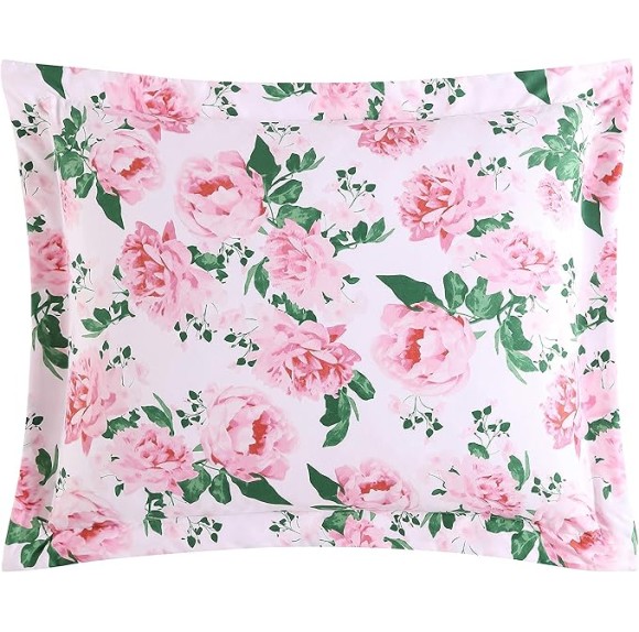 Twin Duvet Cover Set, Reversible Bedding with Matching Sham, All Season Home Decor (Blooming Roses Pink, Twin)