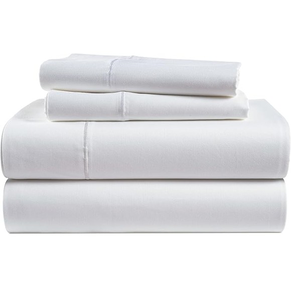 100% Egyptian Cotton Sheets Queen Size - 1000 Thread Count White Bed Sheets for Queen Size Bed, Long Staple Cotton Bedding Sheets, Sateen Weave, Luxury Hotel Sheets, Fits upto 17" Mattress