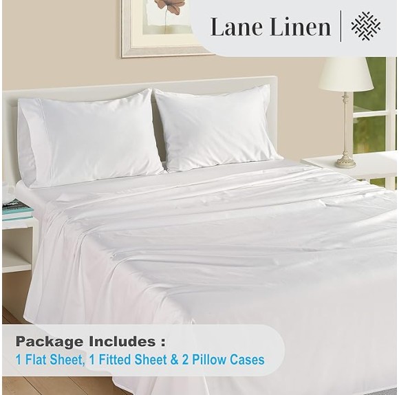100% Egyptian Cotton Sheets Queen Size - 1000 Thread Count White Bed Sheets for Queen Size Bed, Long Staple Cotton Bedding Sheets, Sateen Weave, Luxury Hotel Sheets, Fits upto 17" Mattress