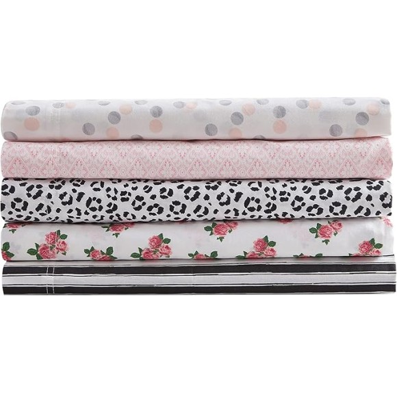 Twin Sheet Set, Cotton Percale Bedding Set, Crisp & Cool, Lightweight & Breathable (Teeny Tiny Roses, Twin)