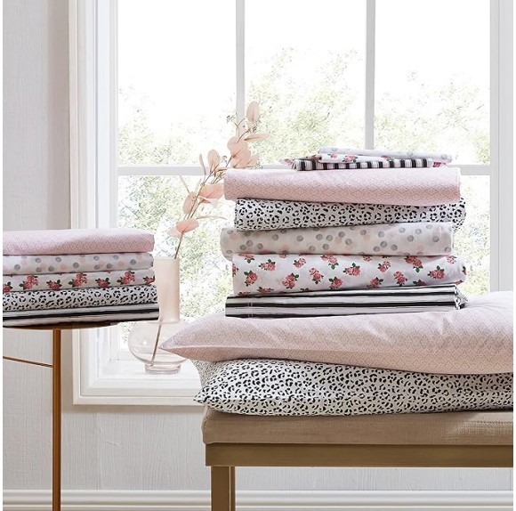 Twin Sheet Set, Cotton Percale Bedding Set, Crisp & Cool, Lightweight & Breathable (Teeny Tiny Roses, Twin)