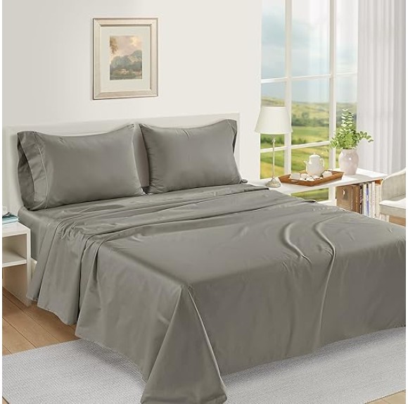 100% Egyptian Cotton Bed Sheets - 1000 Thread Count 4-Piece Charcoal Full Set Bedding Sateen Weave Luxury Hotel 16" Deep Pocket (Fits Upto 17" Mattress)