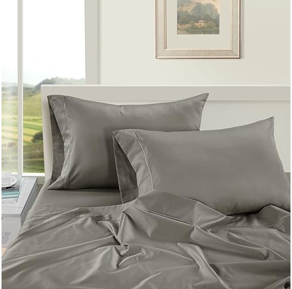 100% Egyptian Cotton Bed Sheets - 1000 Thread Count 4-Piece Charcoal Full Set Bedding Sateen Weave Luxury Hotel 16" Deep Pocket (Fits Upto 17" Mattress)