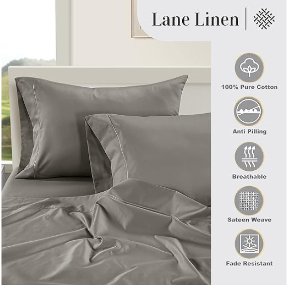 100% Egyptian Cotton Bed Sheets - 1000 Thread Count 4-Piece Charcoal Full Set Bedding Sateen Weave Luxury Hotel 16" Deep Pocket (Fits Upto 17" Mattress)
